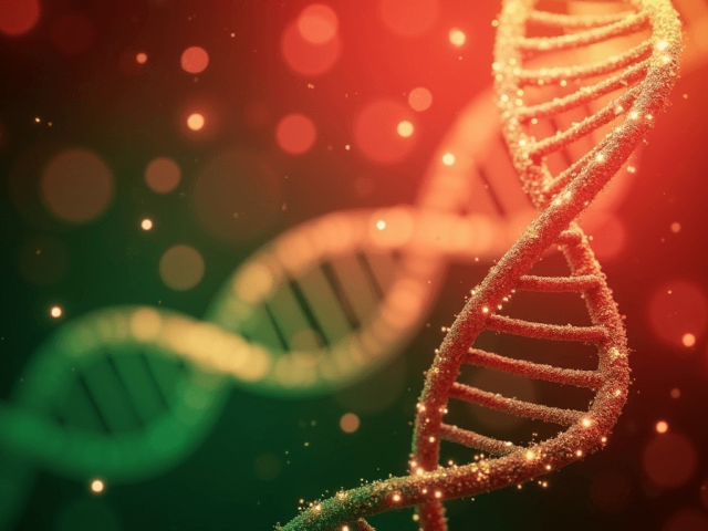 Christmas-themed DNA strand gradient background