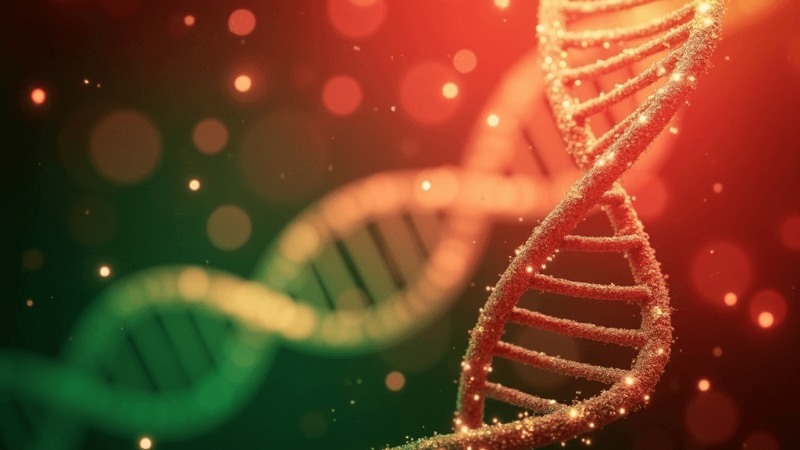 Christmas-themed DNA strand gradient background